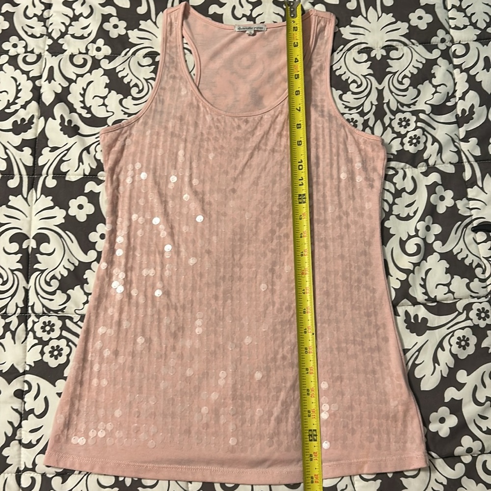 Charlotte Russe pink sequins racer tank top size Medium - Picture 5 of 7